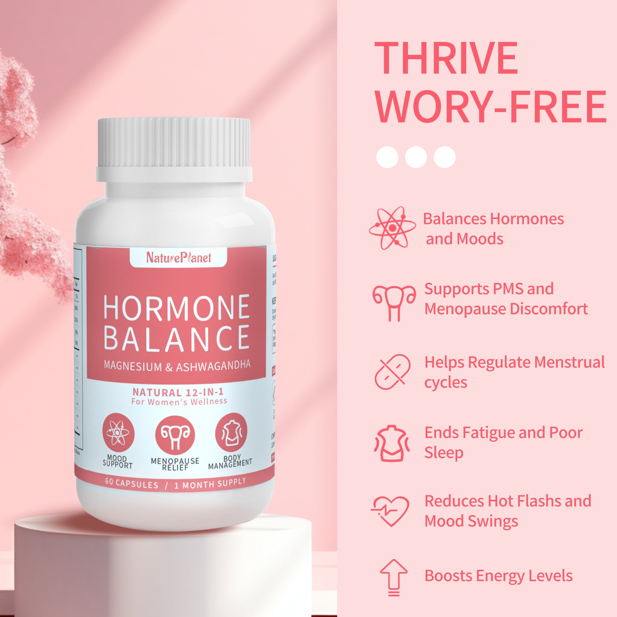 Hormone Balance for Women 12-in-1 Natural Ingredients-60 Vegan Capsules