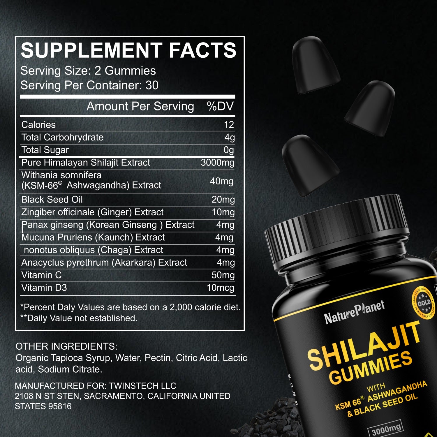 Shilajit Gummy for Men &amp; Women- Energy, Brain, Immunity Support