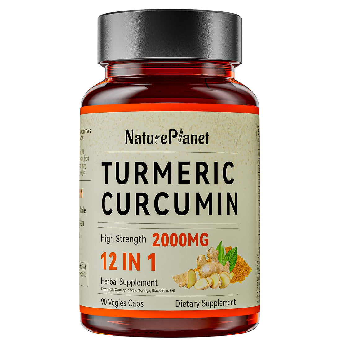 NaturePlanet Turmeric Curcumin &amp; Soursop Leaf Graviola Extract bundled Herbal Supplement, 90 Capsules